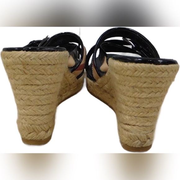 Burberry Authenticated Check Canvas Espadrille Wedge Sandals Women's 40(FS6A) - Picture 3 of 5